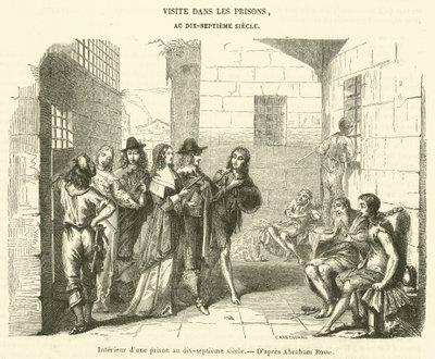 Interiér vězení v 17. století (rytina) od French School