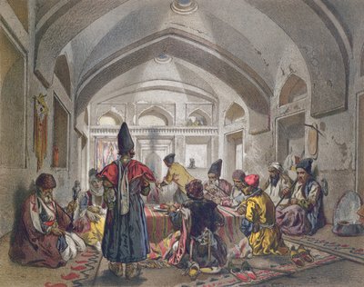 Interiér Caravanserai v Persii, polovina devatenáctého století od French School