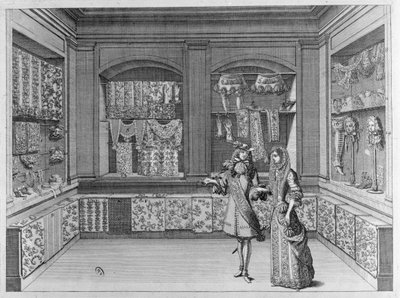 Interiér prodejny krajky, 1678 od French School