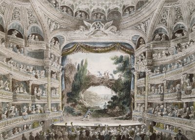 Interiér divadla Comedie Francaise v roce 1791 podle původního akvarelu od French School