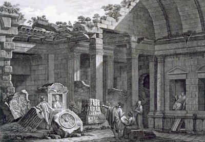 Interiér chrámu Diany, Nimes, z Antiquités de la France: svazek I, Monuments de Nimes od French School