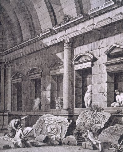 Interiér chrámu Diany, Nimes, z Antiquités de la France: svazek I, Monuments de Nimes od French School