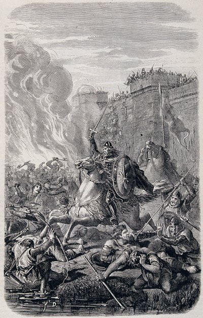 Invaze a plenění Říma Alaricem 1., králem Vizigótů 410 – v „“Dějinách papežů, králů, královen a císařů”” od Lachatre, T.1 od French School