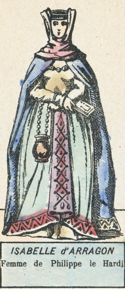 Isabella Arragonská, manželka Filipa Smělého (barevná rytina) od French School