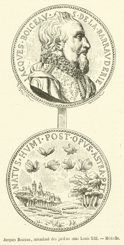 Jacques Boiceau, intendant zahrad za Ludvíka XIII., Medaille (rytina) od French School