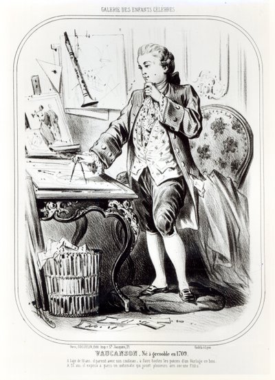 Jacques de Vaucanson jako dítě, ilustrace z Galerie des Enfants Celebres, kolem roku 1850 od French School