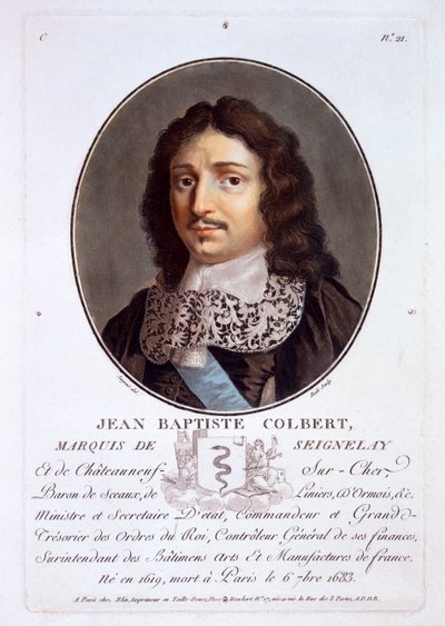 Jean-Baptiste Colbert, markýz de Seignelay, z Portréty velkých mužů, slavných žen a nezapomenutelných námětů Francie, vydané 1787-92 od French School