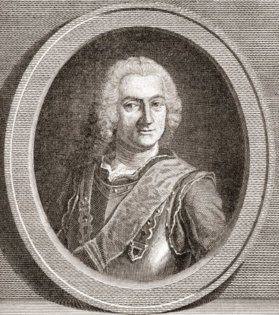 Jean-Baptiste François Desmarets, 1682 1762. Markýz z Maillebois. Maršál Francie. Z Les Heures Libres vydané v roce 1908. od French School