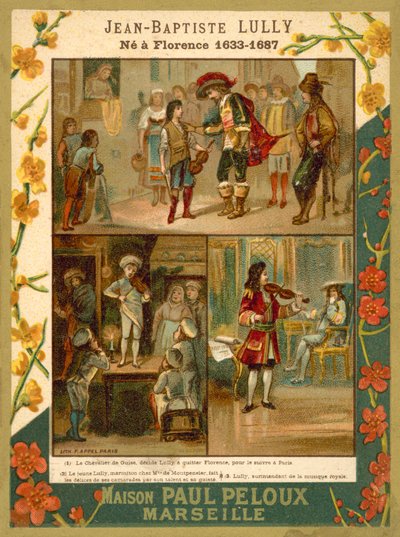 Jean-Baptiste Lully , francouzský hudebník a skladatel (chromolitho) od French School