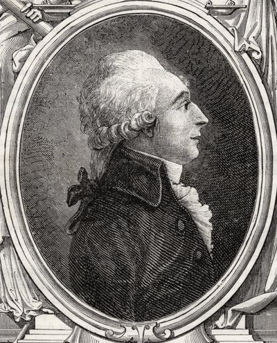 Jean-Baptiste du Val-de-Grace, baron de Cloots, z „Histoire de la Revolution Francaise“ od Louise Blanca (1811-82) od French School