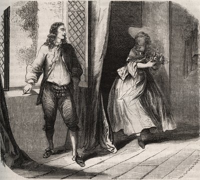 Jean Baptiste (Jean-Baptiste) Poquelin, dit Moliere (1622-1673) navrhl komikovi Mademoiselle de Brie (Catherine Leclerc du Rose od French School