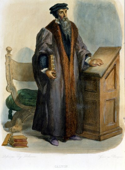Jean Calvin (Jean Cauvin, francouzský reformátor a spisovatel (1509-1564) - v “”Le Plutarque francais””, Ed. Mennechet od French School