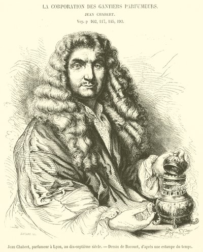 Jean Chabert, parfumér v Lyonu, v sedmnáctém století (rytina) od French School