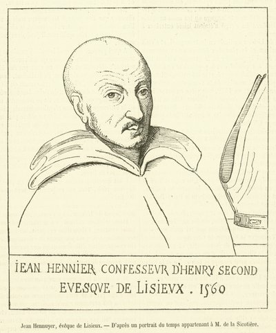 Jean Hénuier, biskup z Lisieux (rytina) od French School