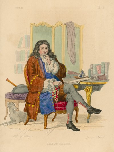 Jean de la Fontaine (barevná rytina) od French School