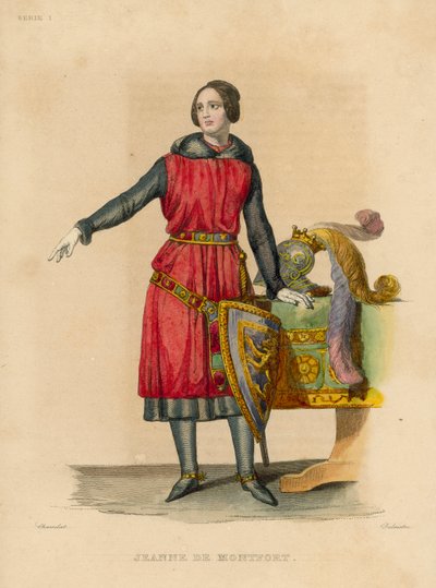 Jeanne de Montfort (barevná rytina) od French School