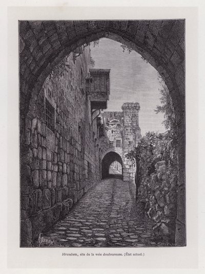 Jeruzalém, místo strastiplné cesty, současný stav (rytina) od French School