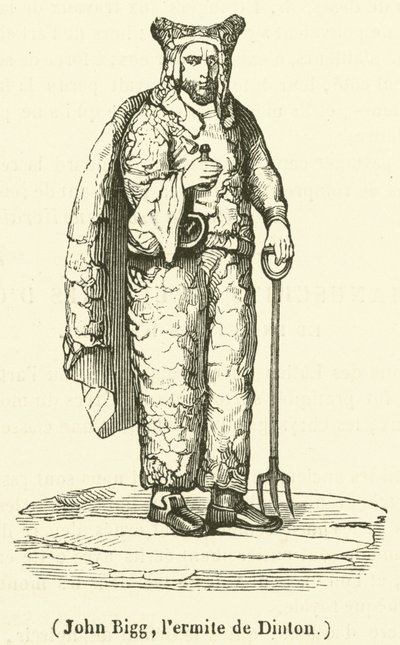 John Bigg, poustevník z Dintonu (rytina) od French School