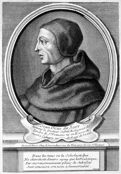 John Duns (Duns Scotus), skotský katolický kněz, filozof a teolog (rytina) od French School