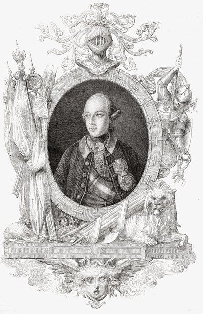 Josef II., z knihy "Histoire de la Revolution Francaise" od Louise Blanca (1811-82) (rytina) od French School