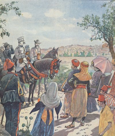 Cesta císaře Viléma II (1859-1941) do Palestiny. Příjezd do Jeruzaléma, z novin, 2. listopadu 1898 od French School