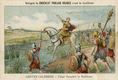 Julius Caesar překračující Rubikon, 49 př. Kr od French School