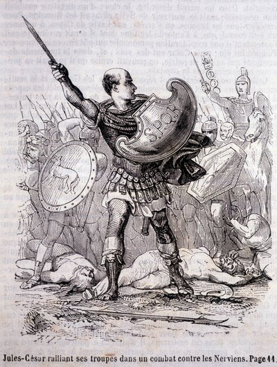 Julius Caesar shromažďuje své jednotky v boji proti Nervienům - v „Histoire de France“ od L.-P. Anquetil od French School