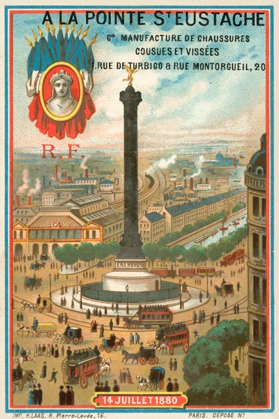 Červencový sloup připomínající francouzskou revoluci z roku 1830, Paříž (chromolitho) od French School