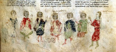 Král Artuš a rytíři. Francouzský rukopis 13. století. Bibl. Marciana, Benátky. od French School