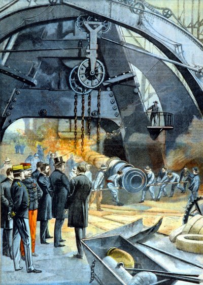 Král Carlos I. (Karel I. Portugalský) v Ateliers du Creusot v “”Le Peute Parisien”” od 26.02.1899 od French School