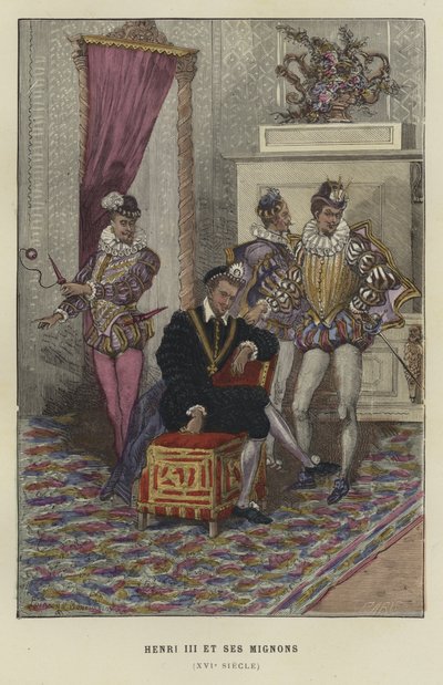 Francouzský král Jindřich III. a jeho oblíbenci, les Mignons, 16. století od French School