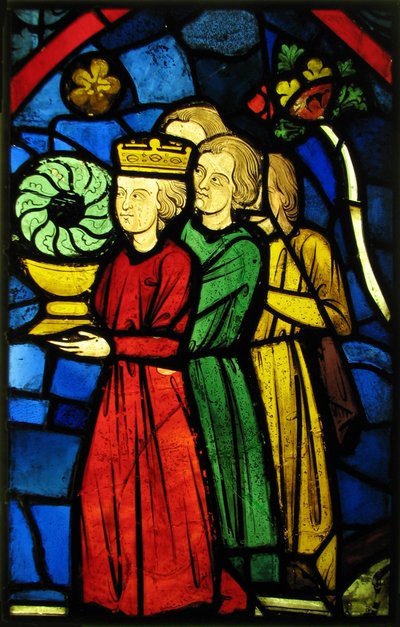 Král Ludvík IX. nesoucí trnovou korunu, kolem 1245-48 (hrncové sklo a sklovité barvy) od French School