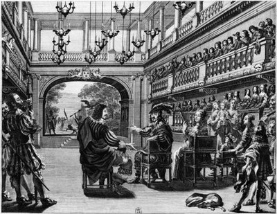 Král Ludvík XIII. (1601-43) a královna Anna Rakouská (1601-66) při výrobě Mirame v Palais Cardinal, Paříž, 1641 od French School