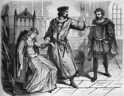 Francouzský král Filip VI. (Philippe de Valois) (1293 - 1350) a jeho manželka Blanche Navarrská (v. 1333-1398). Rytina do „Historie prostituce a zhýralosti mezi všemi národy světa od starověku po současnost“ od Dr. Th. -F. Debray. od French School