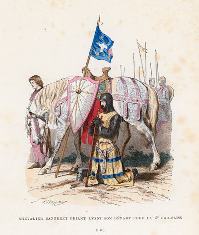 Rytíř se modlí před odjezdem na druhou křížovou výpravu, 1146 od French School