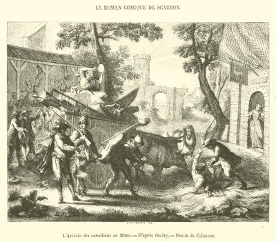 Příjezd komiků do Le Mans (rytina) od French School