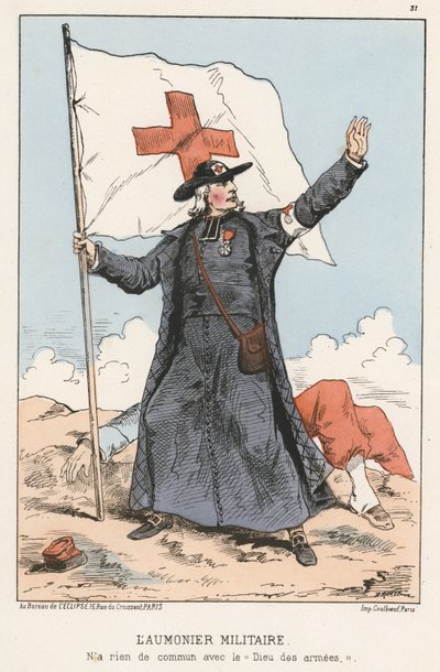 Vojenský kaplan (barevná rytina) od French School