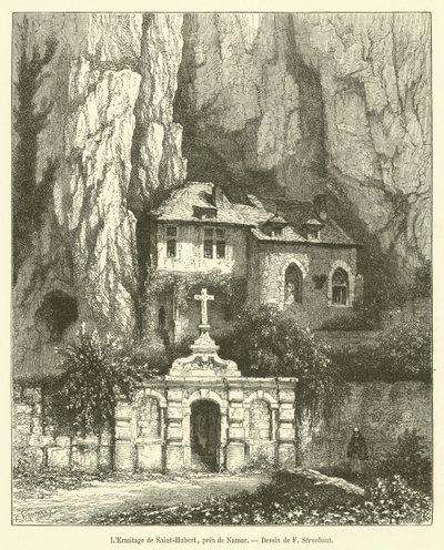 Ermitáž Saint-Hubert, poblíž Namuru (rytina) od French School