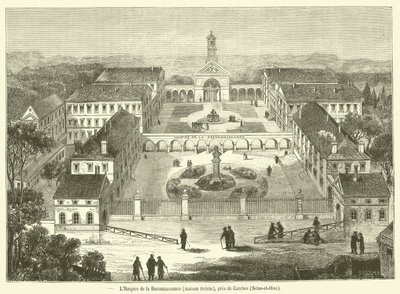 Hospice de la Reconnaissance, dům Brezin, poblíž Garches, Seine-et-Oise (rytina) od French School