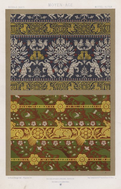 Ornament z látek: středověk, středověk, Mittel-Alter (barevné lito) od French School