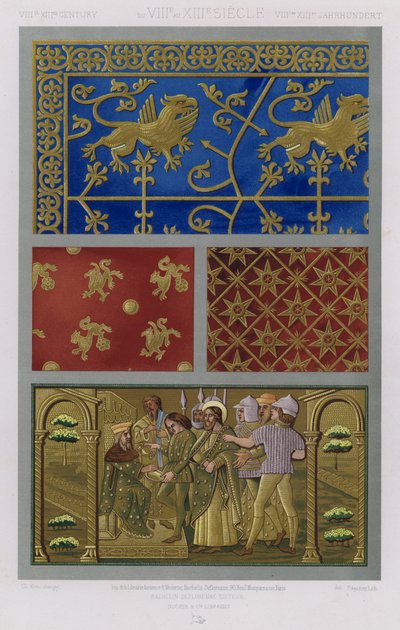 Ornament Of Fabrics: VIII. XIII. století, du VIIIe au XIIIe Siecle, VIIItes XIIItes Jahrhunder (barevné lito) od French School