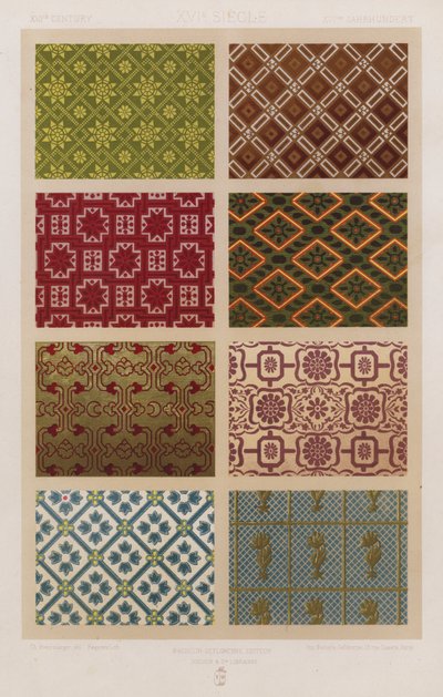 Ornament of Fabrics: XVIth Century, XVIe Siecle, XVItes Jahrhundert (barevné lito) od French School