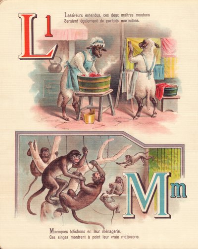 L M: Jehněčí, prádelna, opice, zvěřinec od French School