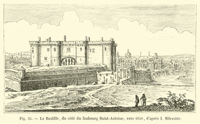 Bastille, na straně Faubourg Saint-Antoine, kolem roku 1650, po I Silvestre od French School