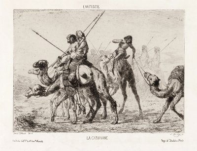 La Caravane, od l"Artiste, hospoda. Konec 19. století (litografie) od French School