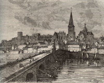 La Charite sur Loire - La Charite-sur-Loire - Nievre, v oblasti Burgundska - rytina v „France illustree: geografie, historie, statistická správa“ od V.-A. Sladově hnědá. 1884 od French School