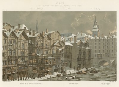 La Cite, mezi Pont Notre-Dame a Pont au Change, 1650 od French School