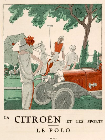 Citroen a Sport Polo, cca 1914 (barevná litografie) od French School