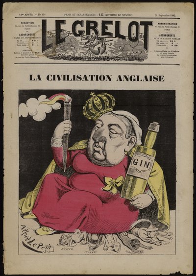 La Civilization Anglaise - založená na Ginu (barevné litho) od French School