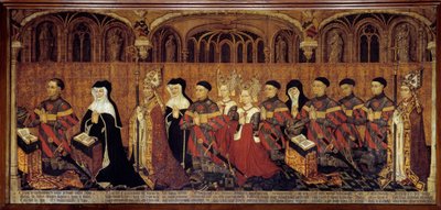 La Famille Jouvenel des Ursins Rychtář, prevot Jean Jouvenel des Ursins nebo Jean Juvenal des Ursins (1360-1431), zastupuje se svými rodinnými příslušníky v modlitbě. Malba na dřevo francouzské školy. 1443-1449. Slunce 1,3x3,5 m Paříž, národní muzeum t. zv od French School